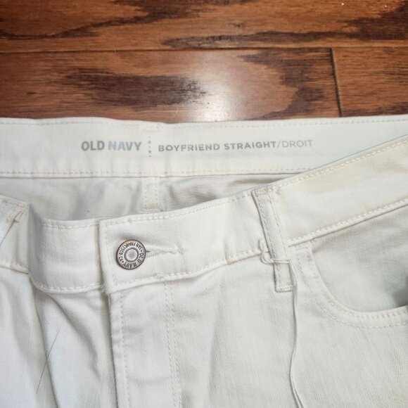 Old Navy Size 14 Tall Boyfriend Straight DROIT Cotton Blend Jeans White NWT - Picture 4 of 14
